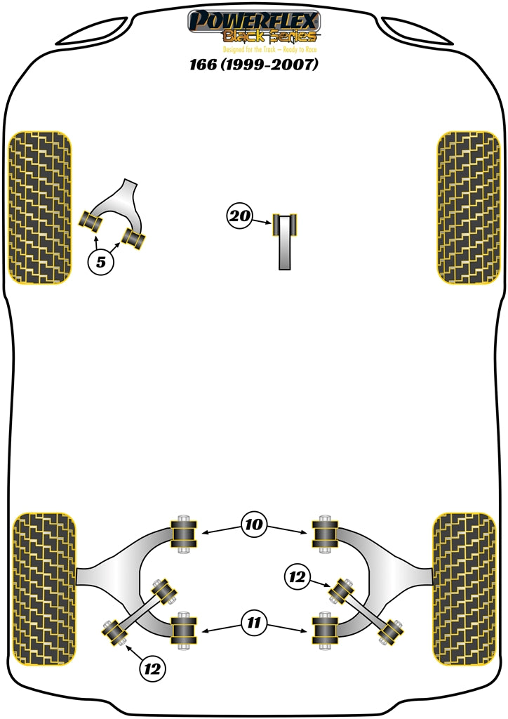 Powerflex Black - 166 (1999-2007) - Engine Mount to Stabiliser Bush - PFF1-820BLK
