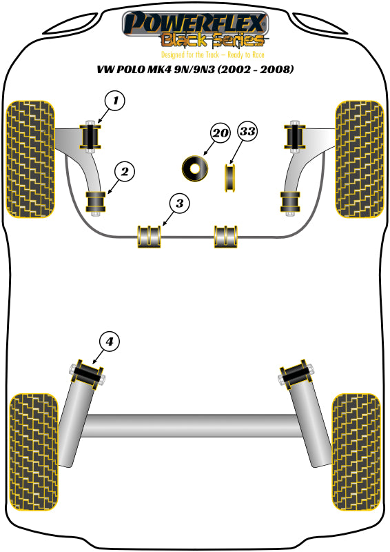 Powerflex Black - Polo MK4 9N/9N3 (2002 - 2008) - Front Wishbone Front Bush 30mm Camber Adjustable  - PFF85-201GBLK