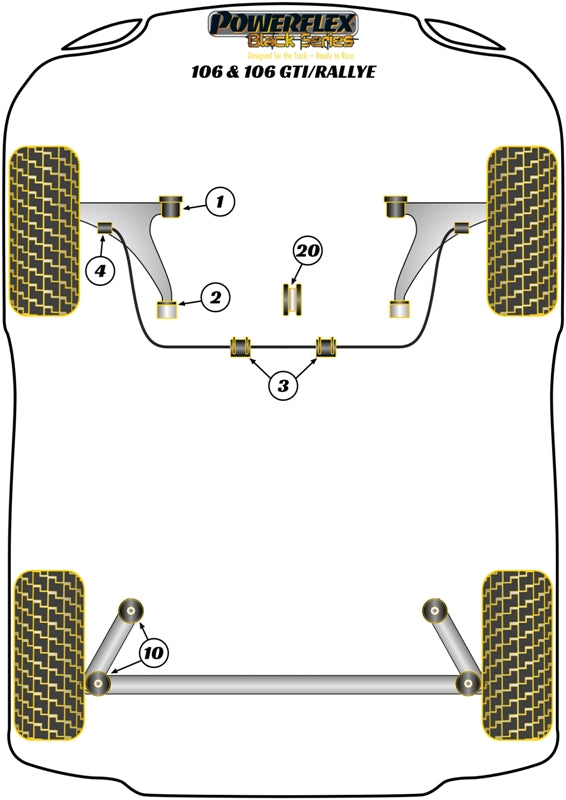 Powerflex Black - 106 (1991-2003) - Front Wishbone Rear Bush - PFF12-106BLK