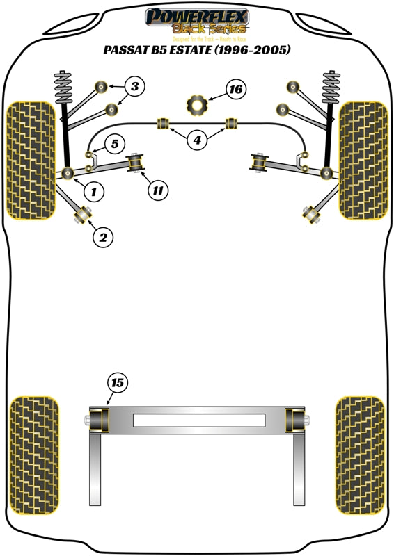 Powerflex Black - Passat B5 (1996 - 2005) Estate - Front Upper Control Arm Bush - PFF3-203BLK