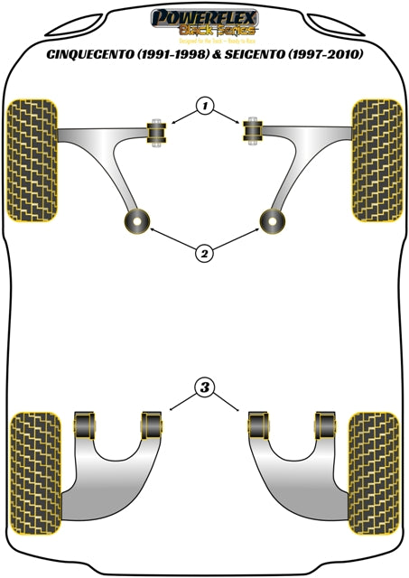 Powerflex Black - Cinquecento (1991-1998) & Seicento (1997-2010) - Front Wishbone Inner Bush - PFF16-101BLK