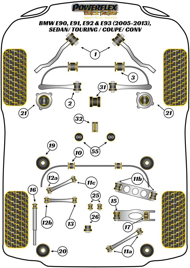 Powerflex Black - E90, E91, E92 & E93 (2005-2013) - Front Radius Arm To Chassis Bush Caster Adjust - PFF5-401GBLK