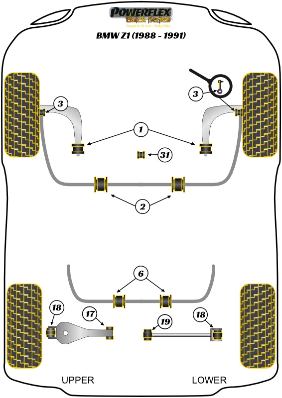 Powerflex Black - Z1 (1988 - 1991) - Front Lower Wishbone Rear Bush (Concentric) - PFF5-301BLK