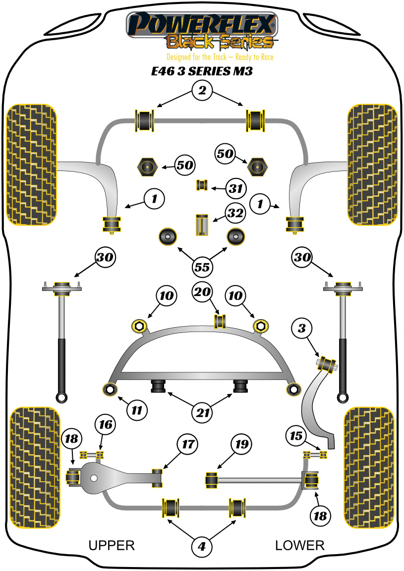 Powerflex Black - E46 M3 inc CSL - Rear Lower Wishbone Outer Bush - PFR5-4618BLK