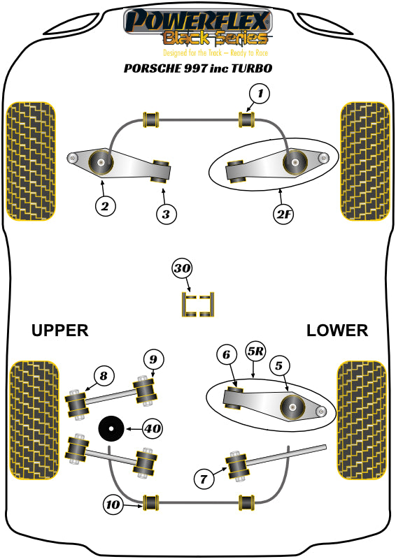 Powerflex Black - 997 inc. Turbo (2005-2013) - Rear Link Arm Inner Bush - PFR57-507BLK