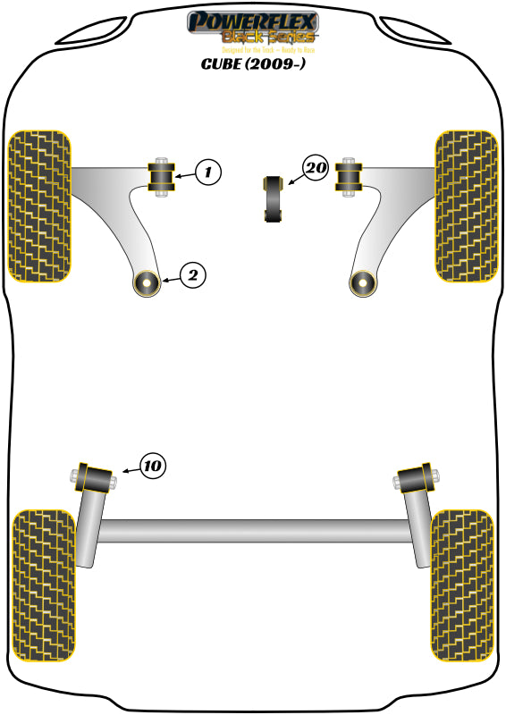 Powerflex Black - Cube (2009 on ) - Front Arm Rear Bush - PFF60-902BLK