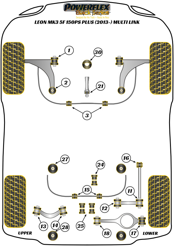 Powerflex Black - Leon MK3 5F 150PS plus (2013-2020) Multi Link - Rear Diff Rear Mounting Bush - PFR85-525BLK