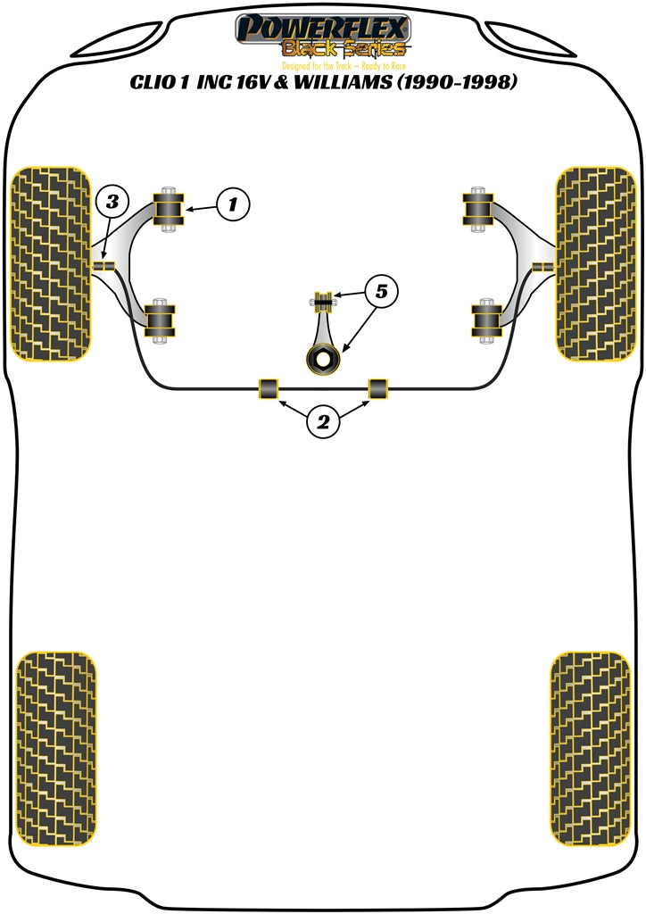 Powerflex Black - Clio I inc. 16v & Williams (1990-1998) - Front Anti Roll Bar Outer Mount 23mm - PFF60-207-23BLK