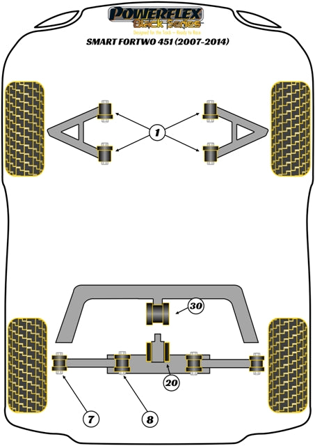 Powerflex Black - ForTwo 451 (2007 - 2014) - Rear Lateral Arm Outer Bush - PFR68-132BLK