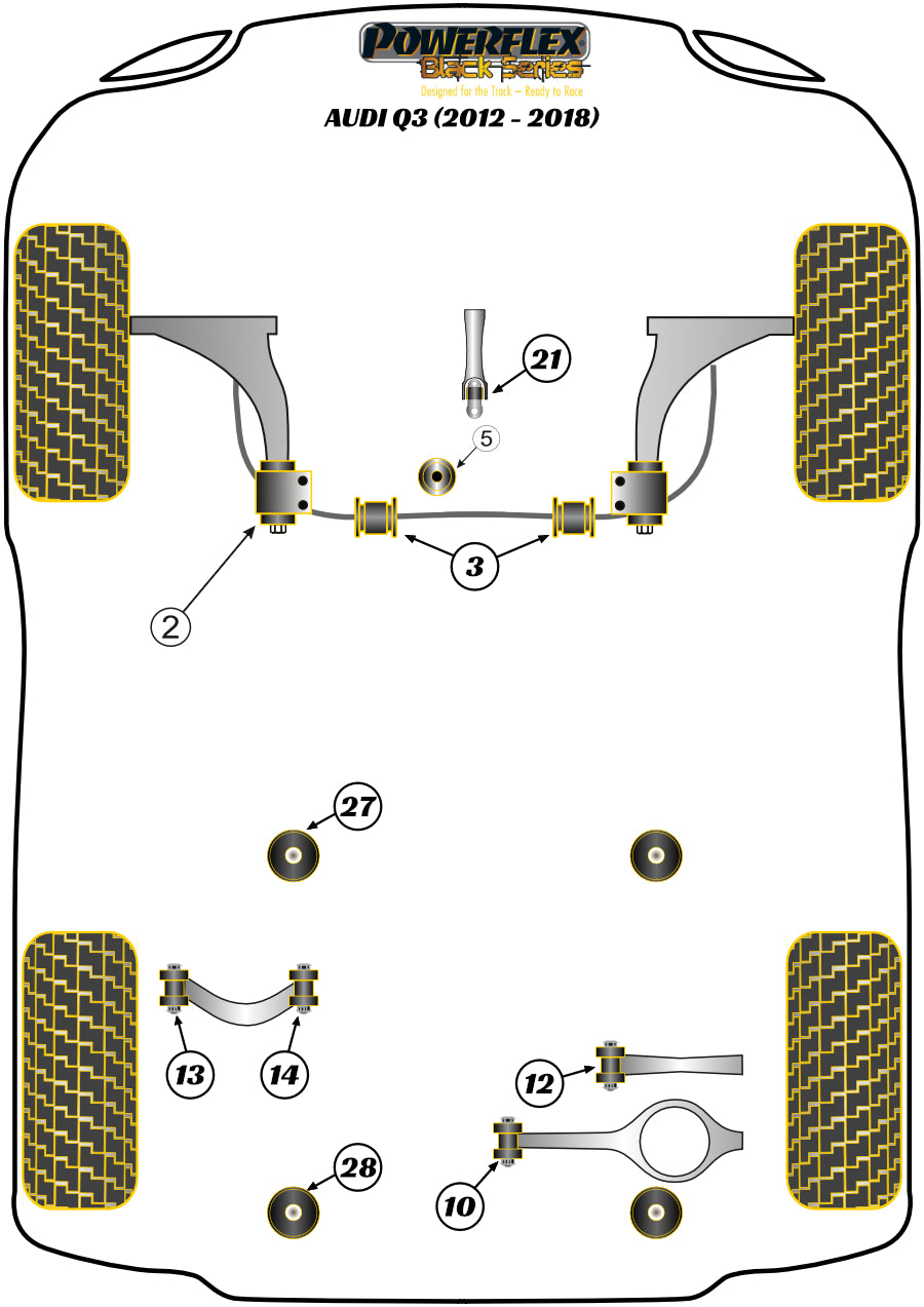 Powerflex Black - Q3 8U - Front Wishbone Rear Bush - PFF85-502BLK