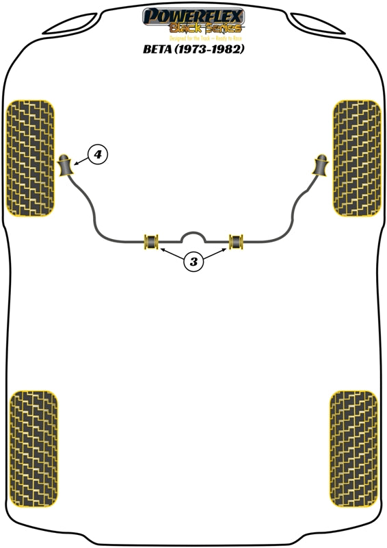 Powerflex Black - Beta inc Volumex (1972 - 1984) - Front Anti Roll Bar Outer Bush 16mm  - PFF30-404-16BLK