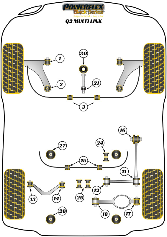 Powerflex Black - Q2 4WD Quattro MULTI LINK - Lower Torque Mount Small Bush - PFF3-1320BLK