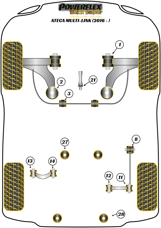 Powerflex Black - Ateca Multi-Link (2016-ON) - Front Anti Roll Bar Bush 21.7mm - PFF85-803-21.7BLK