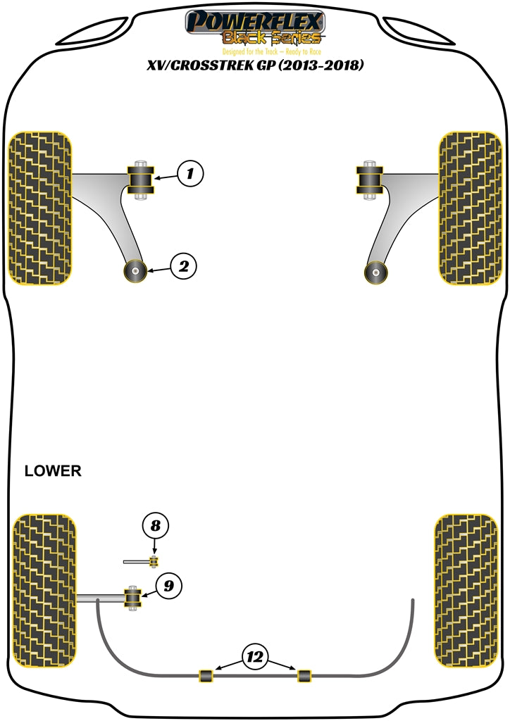 Powerflex Black - XV/Crosstrek GP (2013 - 2018) - Front Wishbone Rear Bush Anti-Lift & Caster Adjust - PFF69-502GBLK