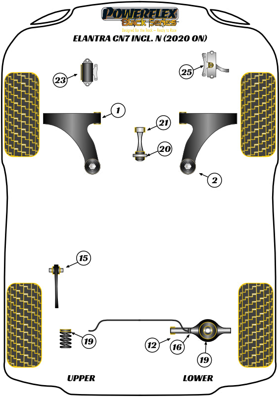 Powerflex Black - Elantra AE/CN7 inc N (2020 on) - Upper Gearbox Mount Bush Insert  - PFF26-123BLK