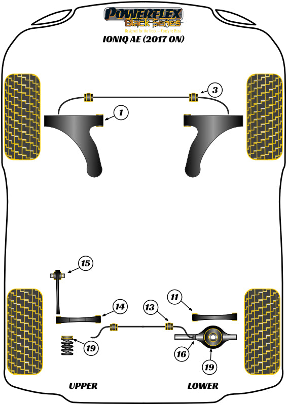 Powerflex Black - Ioniq AE (2017 on) - Rear Upper and Lower Spring Isolator Pads - PFR26-119BLK