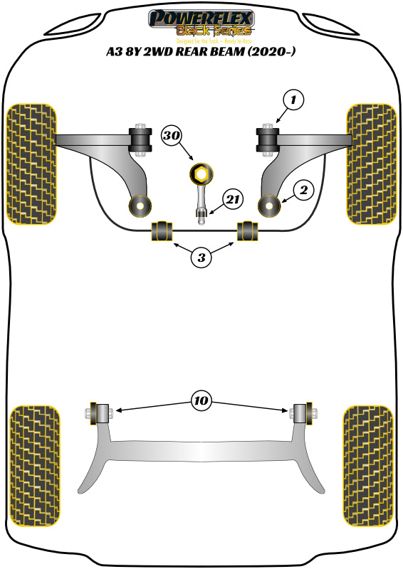 Powerflex Black - A3 MK4 8Y FWD (2020 on) Rear Beam - Lower Engine Mount (Large) Insert - PFF85-832BLK