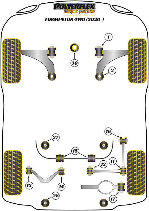 Powerflex Black - Formentor 4WD (2020 on) - Front Lower Engine Mount Hybrid Bush (Large) - Track/MSport  - PFF85-833BLK