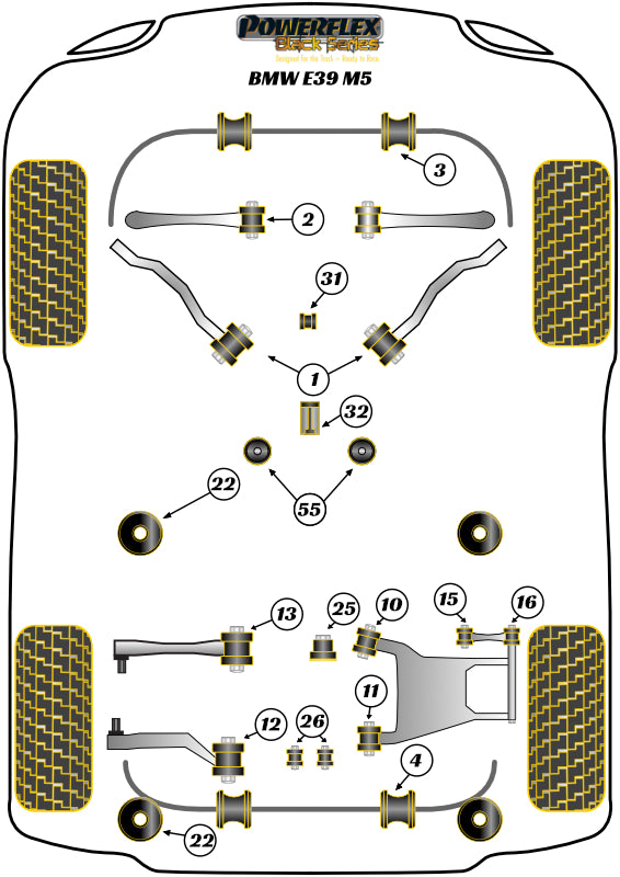 Powerflex Black - E39 M5 - Rear Subframe Rear Mounting Insert - PFR5-523BLK