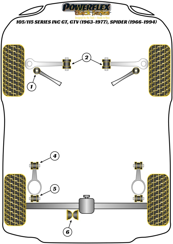 Powerflex Black - 105/115 Guilia, GT, GTA, GTV (1963-1977) - Rear Trailing Arm Front Bush - PFR1-403BLK