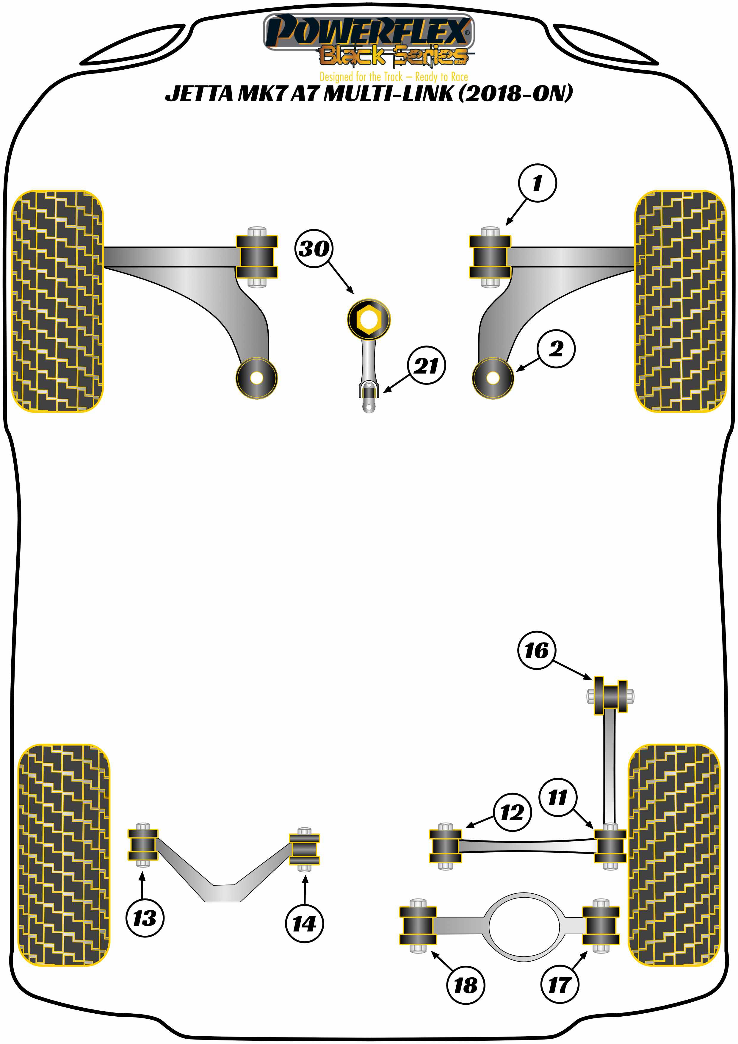 Powerflex Black - Jetta MK7 A7 Multi-Link - Lower Engine Mount (Large) Insert - PFF85-832BLK