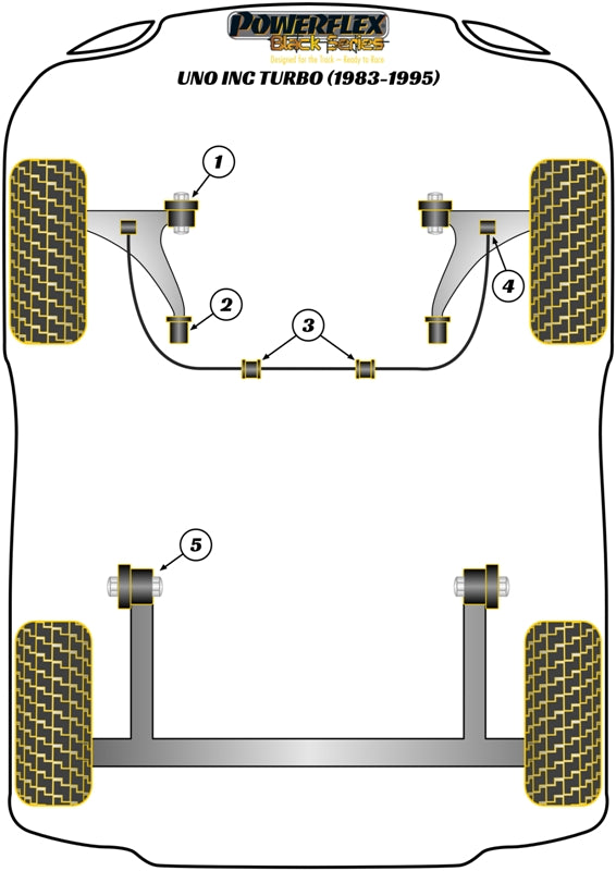 Powerflex Black - Uno inc Turbo (1983-1995) - Front Anti Roll Bar Outer Bush 19mm - PFF16-105BLK