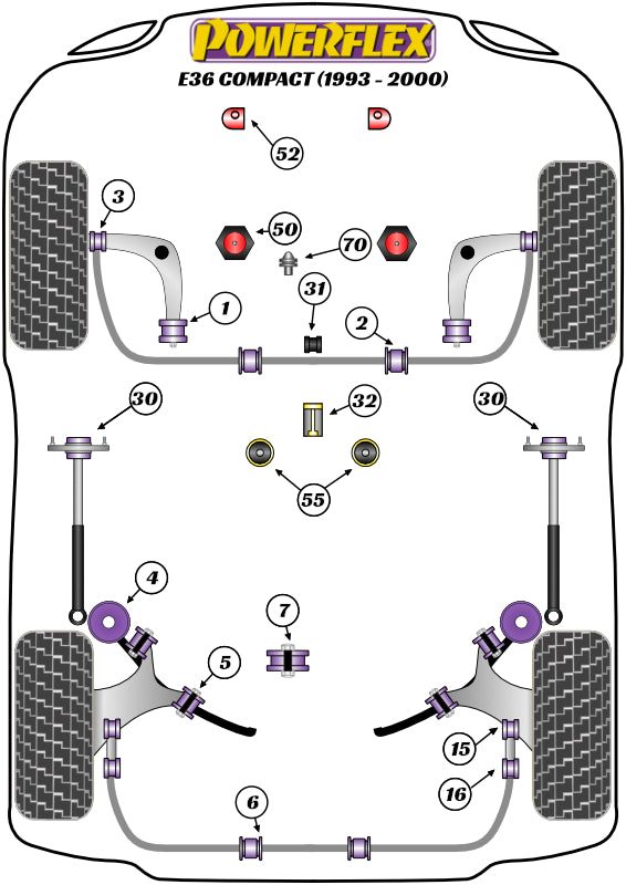 Powerflex Road - E36 Compact (1993-2000) - Rear Shock Top Mount Bracket and Bush 10mm - PFR5-5630-10