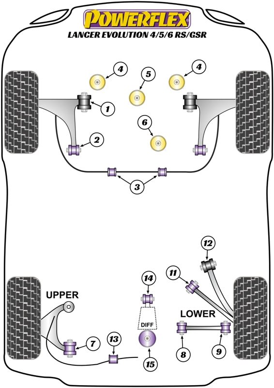 Powerflex Road+Black - Lancer Evolution IV, V & VI RS/GSR (1996 - 2001) - PowerAlign Camber Bolt Kit (12mm x 60mm) - PFA100-12