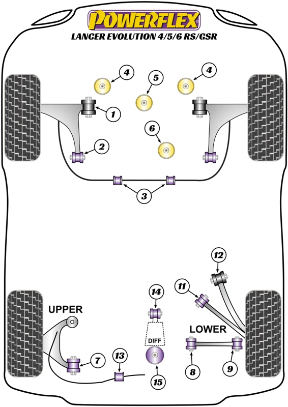 Powerflex Road - Lancer Evolution IV, V & VI RS/GSR (1996 - 2001) - Rear Toe Control Arm Bush - PFR44-115