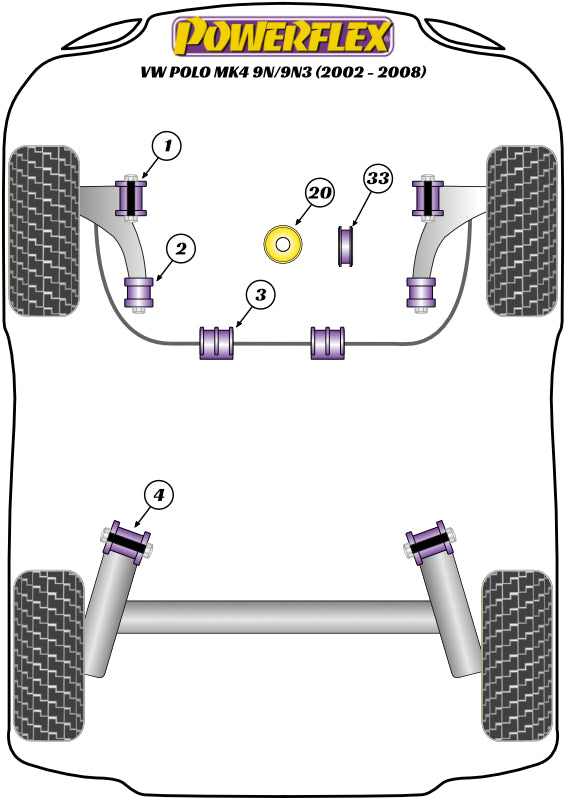 Powerflex Road - Polo MK4 9N/9N3 (2002 - 2008) - Front Wishbone Front Bush 30mm - PFF85-201