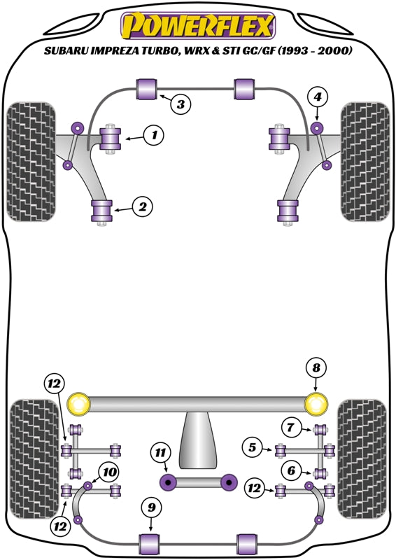Powerflex Road - Impreza Turbo inc. WRX & STi GC,GF (1993 - 2000) - Rear Beam Mounting Bush  - PFR69-118