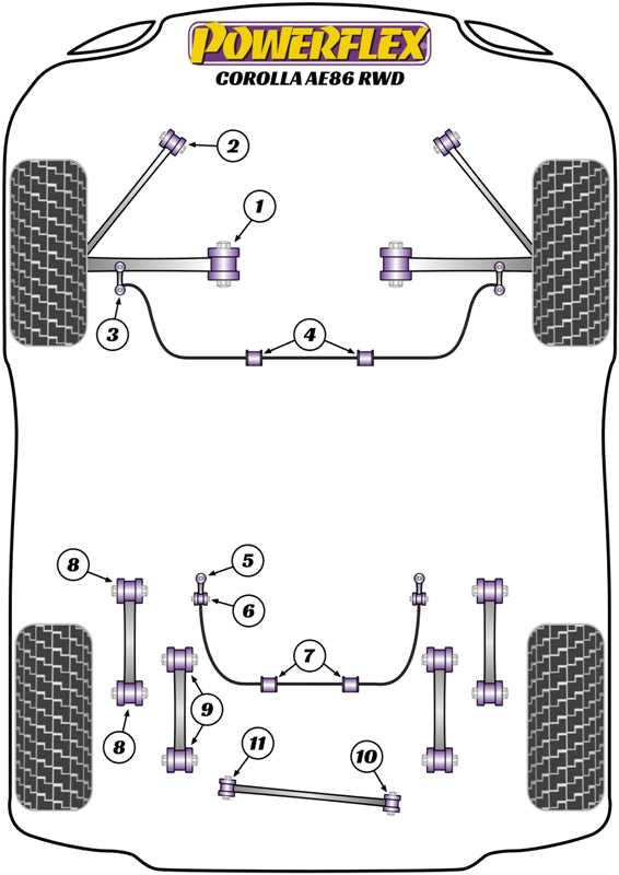 Powerflex Road - Corolla AE86 (1983 - 1987) - Rear Anti Roll Bar Link Rod To Chassis Bush - PFR76-203