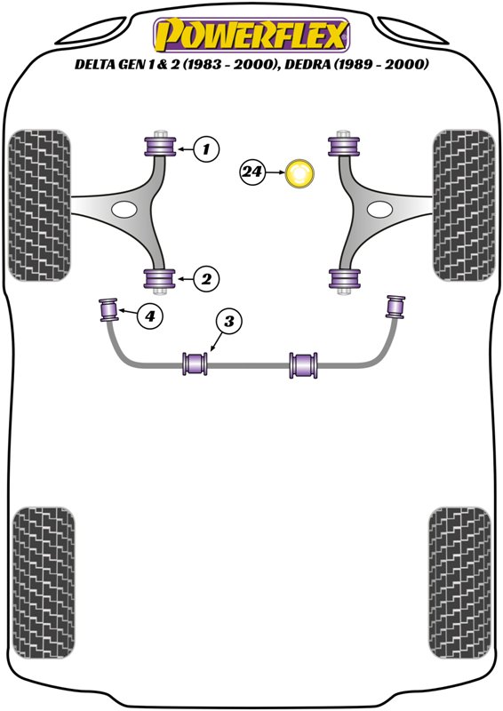 Powerflex Road - Dedra inc Integrale (1989-1999) - Upper Engine Mount Bush  - PFF1-824