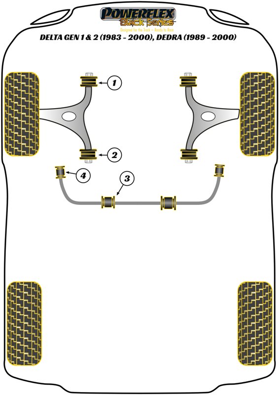 Powerflex Black - Dedra inc Integrale (1989-1999) - Front Lower Wishbone Rear Bush - PFF1-802BLK