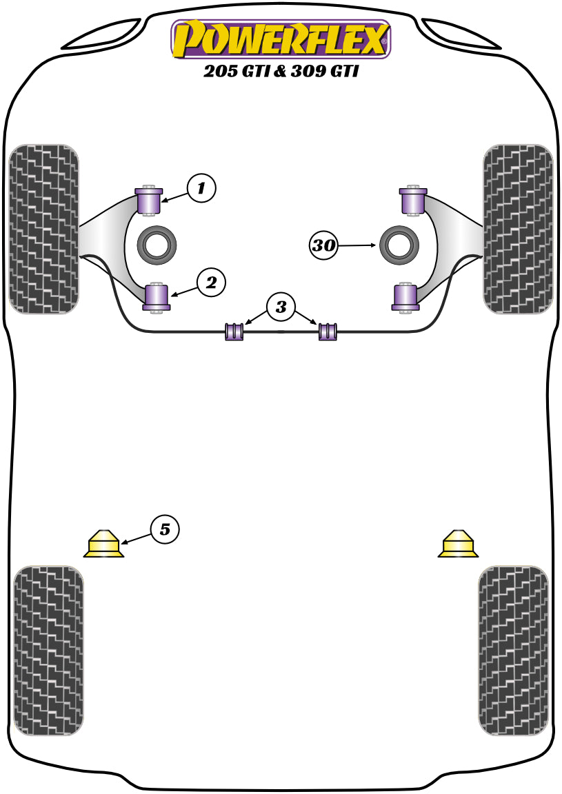 Powerflex Road - 205 GTi  (1985-1998) - Front Wishbone Rear Bush - PFF50-212