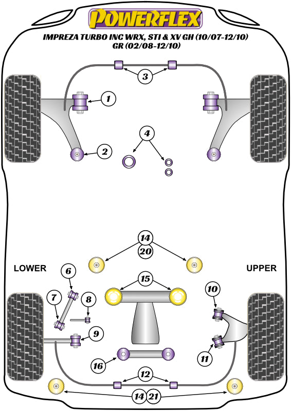 Powerflex Road - Impreza GR, GH (2007 - 2011) & WRX + STI (2007 - 2014) - Rear Trailing Arm Front Bush - PFR69-506