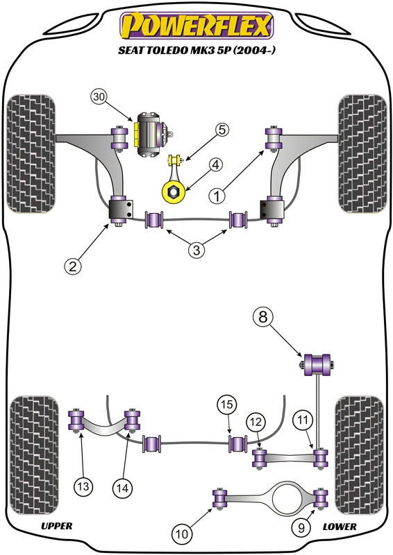 Powerflex Road - Toledo Mk3 5P (2004-2009) - Lower Engine Mount Insert (Large) Petrol/Tuned Diesel - PFF85-704