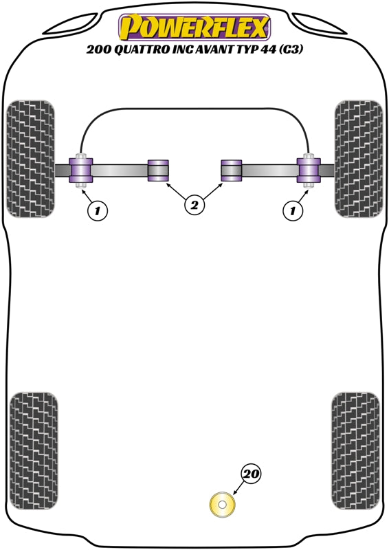 Powerflex Heritage - 200 Quattro inc Avant Typ 44 (C3) (11/84-11/90) - Rear Diff Rear Mounting Bush - PFR85-1020H