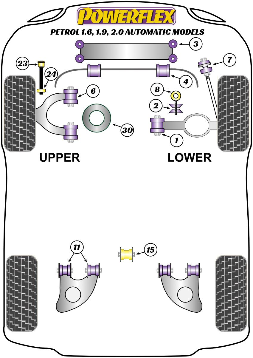 Powerflex Road - T25/T3 Type 2 (Vanagon) All Models (1979 - 1992) Petrol 1.6, 1.9, 2.0 Automatic Models - Front Anti Roll Bar To Chassis Bush 21mm - PFF85-1004