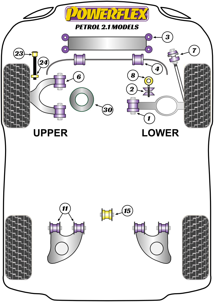 Powerflex Road - T25/T3 Type 2 (Vanagon) All Models (1979 - 1992) Petrol 2.1 Model - Front Anti Roll Bar To Chassis Bush 19mm - PFF85-1004-19