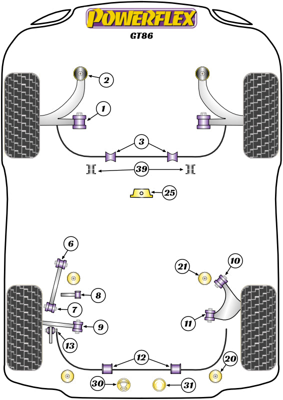 Powerflex Road - 86 / GT86 (2012 on) - Rear Subframe Rear Bush - PFR69-820