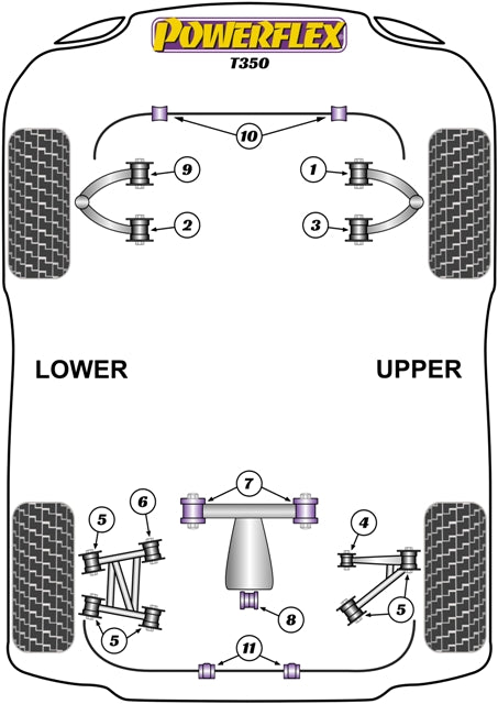 Powerflex Road - T350 (2002 - 2006) - Rear Upper/Lower Wishbone Bush - PF79-102R