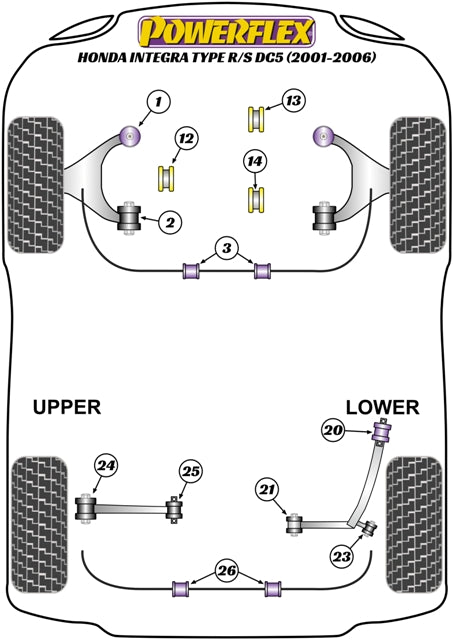 Powerflex Road - Integra Mk4 DC5 Type R/S (2001 - 2006) - Rear Upper Arm Outer Bush - PFR25-324