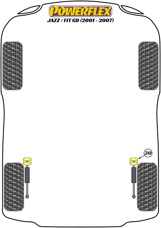Powerflex Road - Jazz / Fit GD (2001 - 2007) - Rear Shock Absorber Top Mounting Bush - PFR25-430