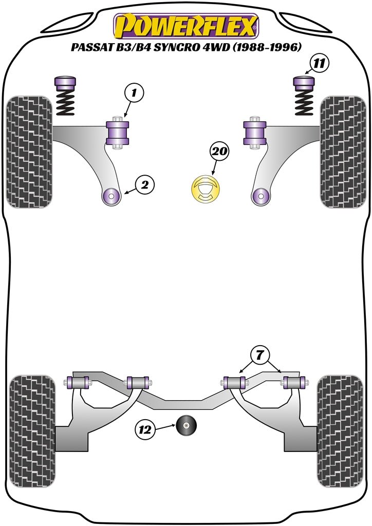 Powerflex Road+Black - Passat B3/B4 Syncro 4WD (1988 - 1996) - PowerAlign Camber Bolt Kit (12mm x 60mm) - PFA100-12