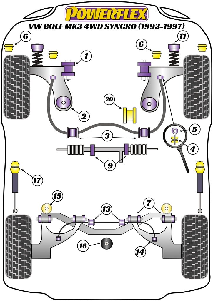 Powerflex Road+Black - Golf Mk3 4WD Syncro (1993 - 1997) - PowerAlign Camber Bolt Kit (12mm x 60mm) - PFA100-12