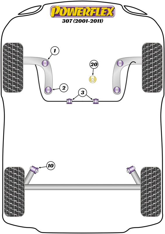 Powerflex Road - 307 (2001-2011) - Lower Rear Engine Mount Bush - Road - PFF50-306