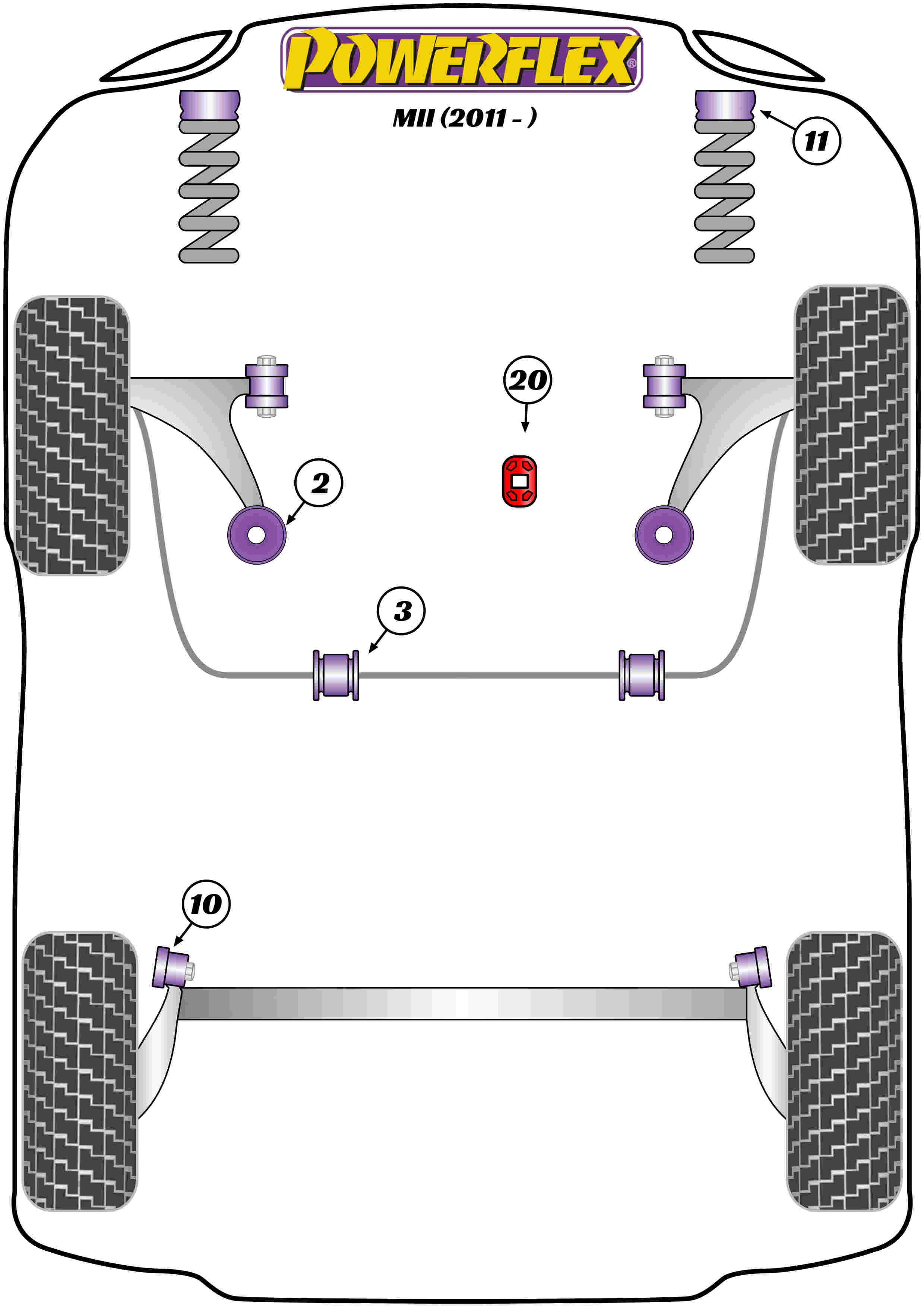 Powerflex Road - Mii (2011-) - Lower Torque Mount Large Bush Insert (Tuned/Track) - PFF85-1920P