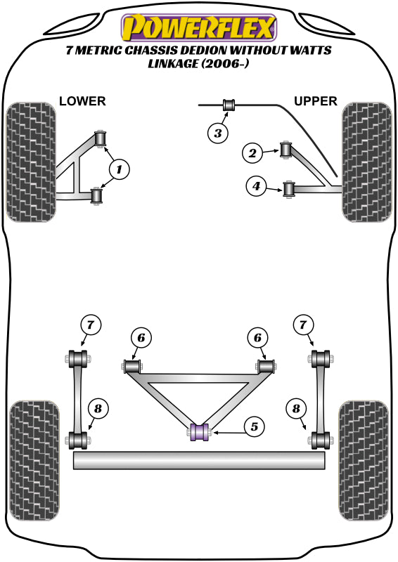 Powerflex Road - 7 Metric Chassis DeDion without Watts Linkage (2006 on) - Front Upper Wishbone Rear Bush - PF8-904-10