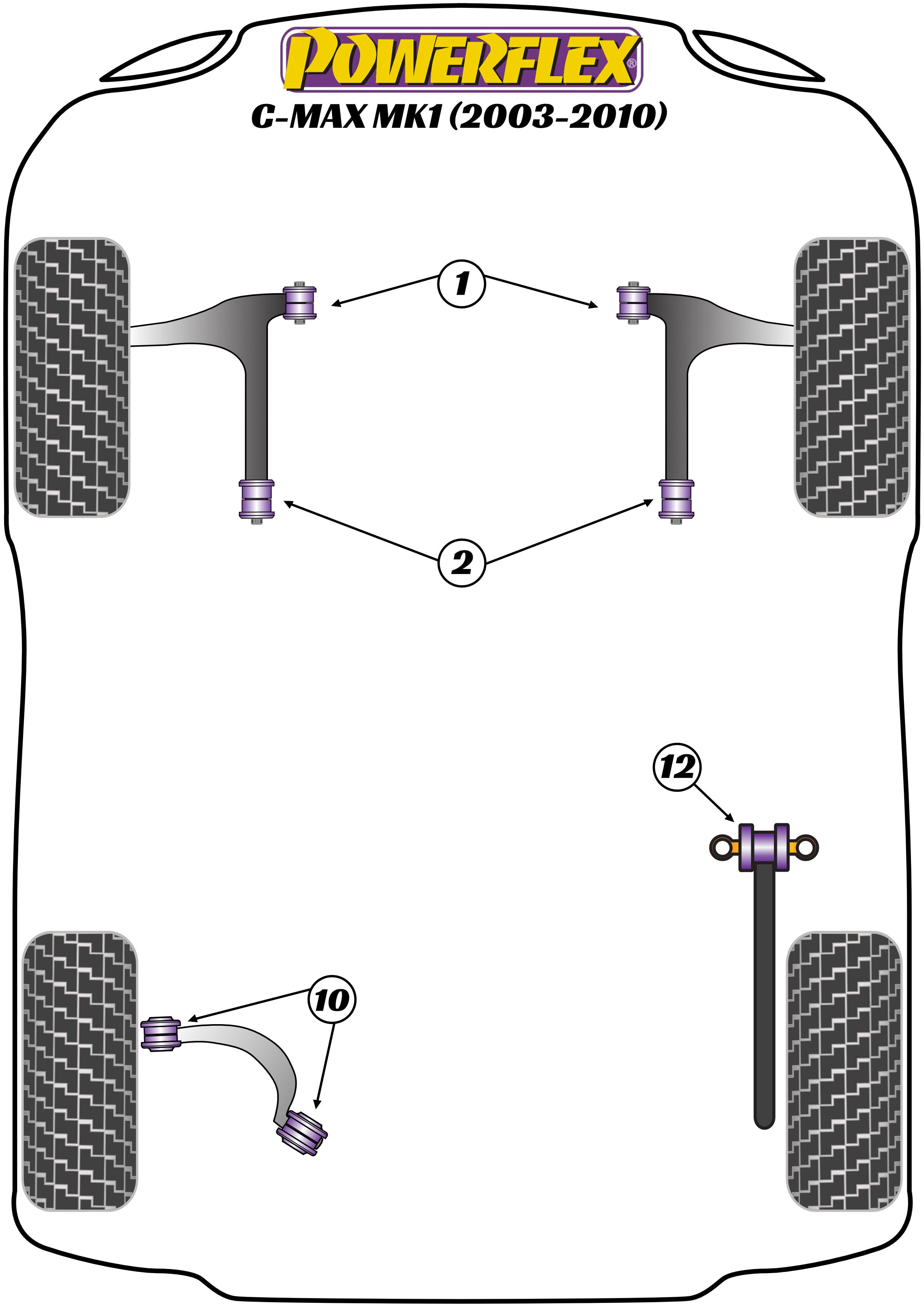 Powerflex Road - C-Max MK1 (2003-2010) - Front Lower Wishbone Rear Bush - PFF19-1202